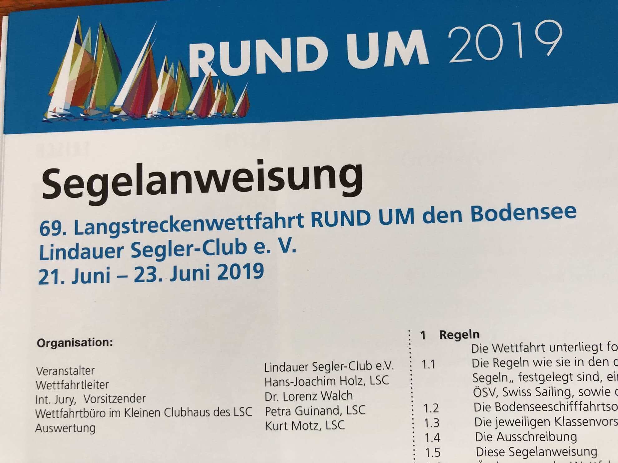 RUND UM 2019 – Änderung zur Segelanweisung