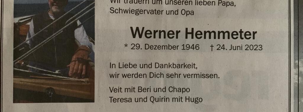 Zum Tod von Werni Hemmeter.